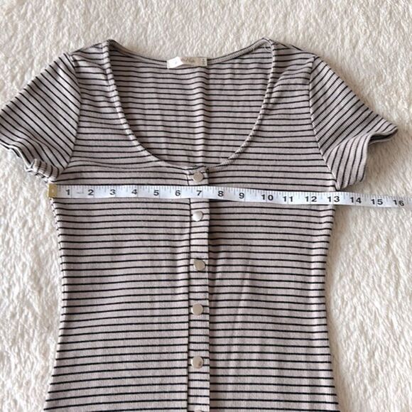 Hearts and Hips brown and tan button up striped dress size small - Picture 12 of 16